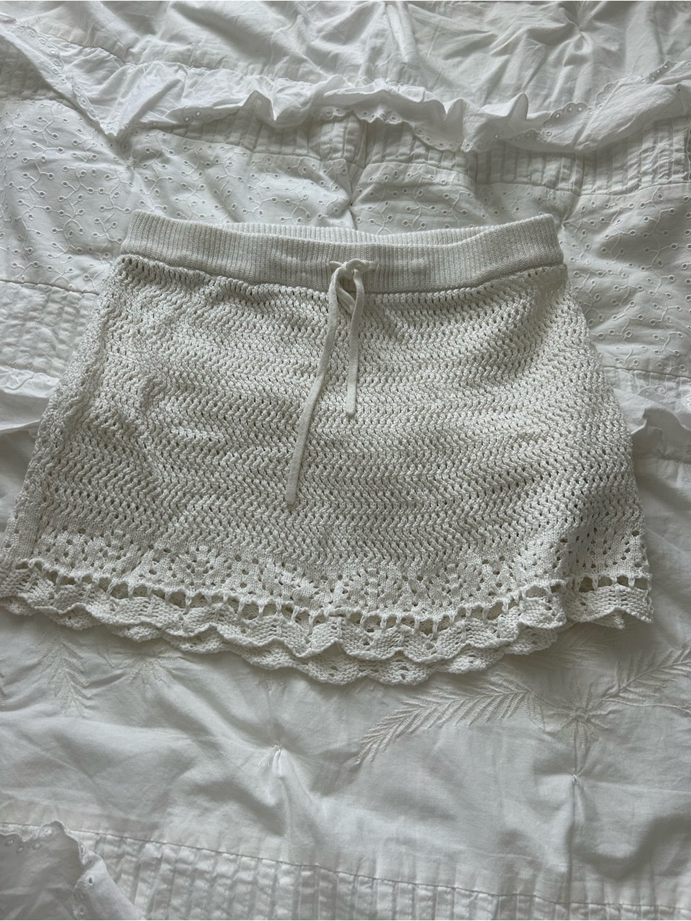 Hollister White Crochet Mini Skirt